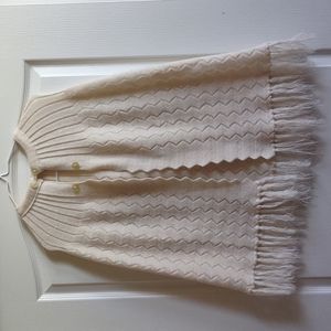 Vintage Knit Cape With Fringe